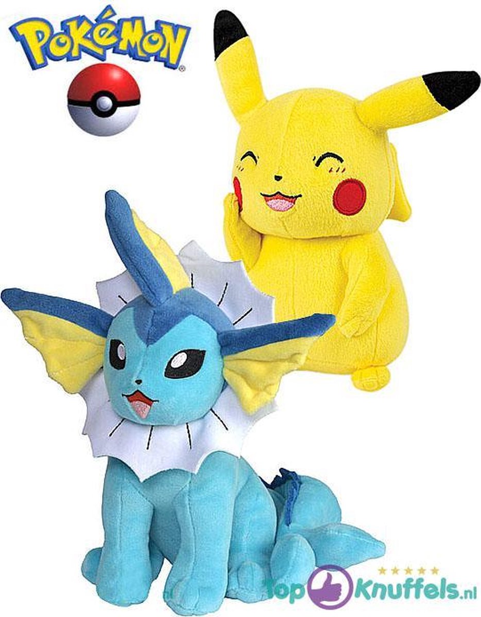 Pokemon speelgoed knuffel set Pikachu 23cm + Vaporeon 24cm | Pokémon Friends: Charmander Bulbasaur Eevee Charizard Squirtle Snorlax